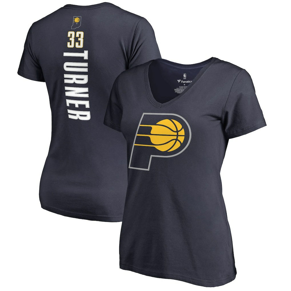 Myles Turner Indiana Pacers Women's Backer Name and Number V-Neck T-Shirt