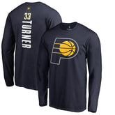 Myles Turner Indiana Pacers Long Sleeve Backer Name and Number T-Shirt