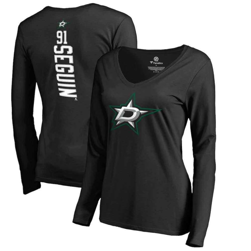 NHL Tyler Seguin Dallas Stars Women's Backer Name & Number Slim Fit Long Sleeve V-Neck T-Shirt