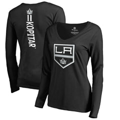 NHL Anze Kopitar Los Angeles Kings Women's Backer Name & Number Slim Fit Long Sleeve V-Neck T-Shirt