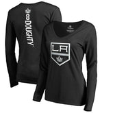 NHL Drew Doughty Los Angeles Kings Women's Backer Name & Number Slim Fit Long Sleeve V-Neck T-Shirt