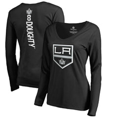 NHL Drew Doughty Los Angeles Kings Women's Backer Name & Number Slim Fit Long Sleeve V-Neck T-Shirt