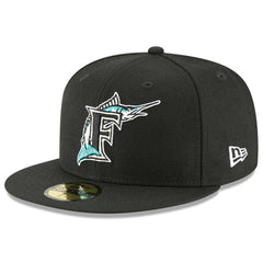 Black Florida Marlins New Era Cooperstown Collection Wool 59FIFTY Fitted Hat