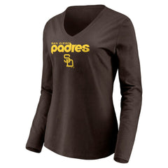 Brown San Diego Padres Women's Cooperstown Collection Wahconah Long Sleeve V-Neck T-Shirt