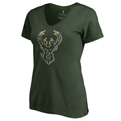 Milwaukee Bucks Women's X-Ray Slim Fit V-Neck T-Shirt