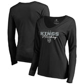 NHL Los Angeles Kings Women's Iconic Collection Script Assist Long Sleeve V-Neck T-Shirt