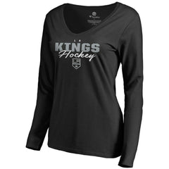 NHL Los Angeles Kings Women's Iconic Collection Script Assist Long Sleeve V-Neck T-Shirt
