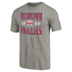 Gray Philadelphia Phillies Cooperstown Collection Antique Stack Tri-Blend T-Shirt