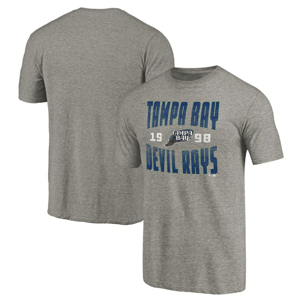 Gray Tampa Bay Rays Cooperstown Collection Antique Stack Tri-Blend T-Shirt