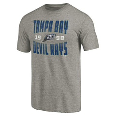 Gray Tampa Bay Rays Cooperstown Collection Antique Stack Tri-Blend T-Shirt