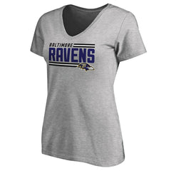 Women's Iconic Collection On Side Stripe V-Neck T-Shirt - Baltimore Ravens T-shirts