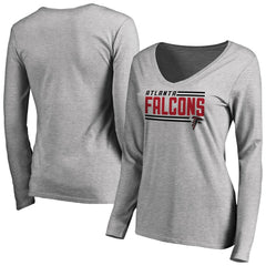 Women's Iconic Collection On Side Stripe Long Sleeve V-Neck T-Shirt - Atlanta Falcons T-shirts