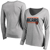 Women's Iconic Collection On Side Stripe Long Sleeve V-Neck T-Shirt - Chicago Bears T-shirts