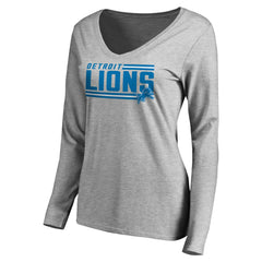 Women's Iconic Collection On Side Stripe Long Sleeve V-Neck T-Shirt - Detroit Lions T-shirts