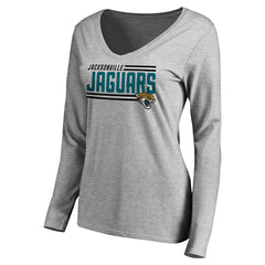 Women's Iconic Collection On Side Stripe Long Sleeve V-Neck T-Shirt - Jacksonville Jaguars T-shirts