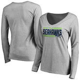 Women's Iconic Collection On Side Stripe Long Sleeve V-Neck T-Shirt - Seattle Seahawks T-shirts