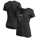 Black Colorado Rockies Women's X-Ray V-Neck T-Shirt
