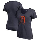 Navy Detroit Tigers Women's X-Ray V-Neck T-Shirt