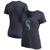 Navy Seattle Mariners Women's X-Ray V-Neck T-Shirt