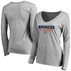 Women's Iconic Collection Script Assist Long Sleeve V-Neck T-Shirt - Denver Broncos T-shirts