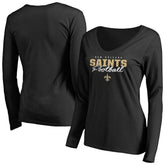 Women's Iconic Collection Script Assist Long Sleeve V-Neck T-Shirt - New Orleans Saints T-shirts