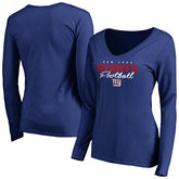 Women's Iconic Collection Script Assist Long Sleeve V-Neck T-Shirt - New York Giants T-shirts