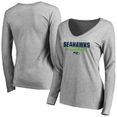 Women's Iconic Collection Script Assist Long Sleeve V-Neck T-Shirt - Seattle Seahawks T-shirts