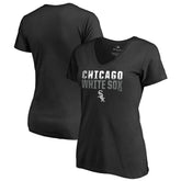 Black Chicago White Sox Women's Fade Out V-Neck T-Shirt