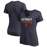 Navy Detroit Tigers Women's Fade Out V-Neck T-Shirt
