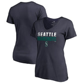 Navy Seattle Mariners Women's Fade Out V-Neck T-Shirt