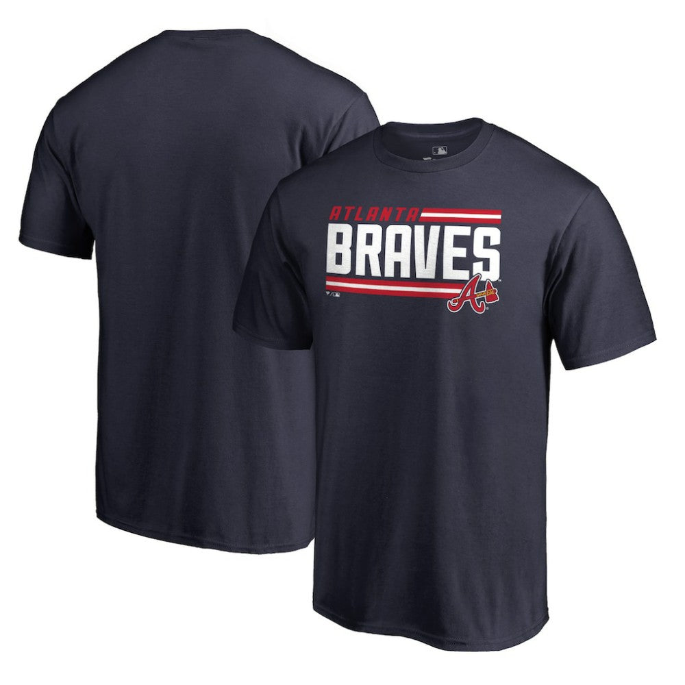 Navy Atlanta Braves Onside Stripe T-Shirt