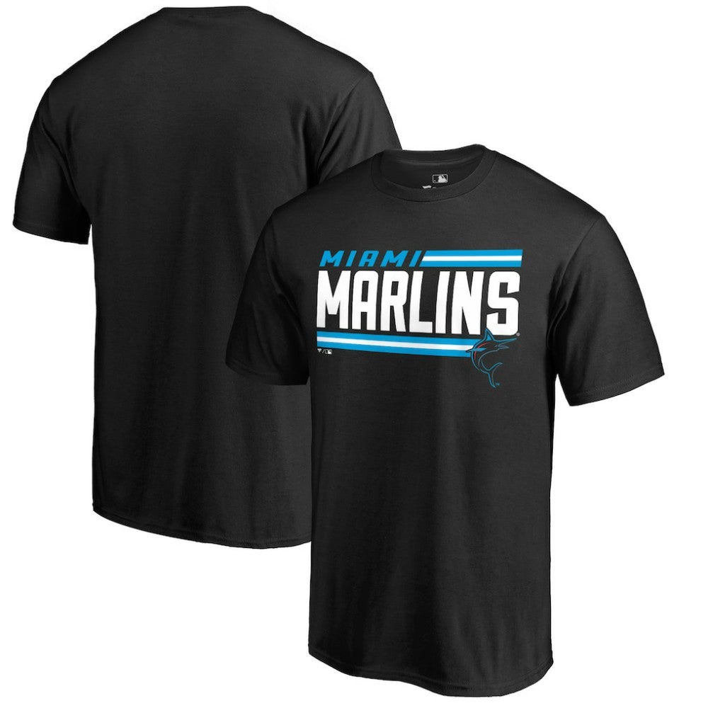 Black Miami Marlins Onside Stripe T-Shirt