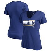 Royal Kansas City Royals Women's Onside Stripe V-Neck T-Shirt