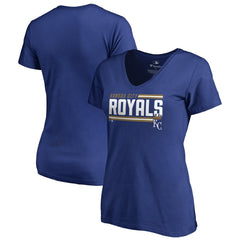 Royal Kansas City Royals Women's Onside Stripe V-Neck T-Shirt