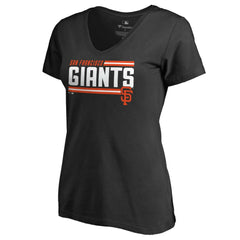 Black San Francisco Giants Women's Onside Stripe V-Neck T-Shirt
