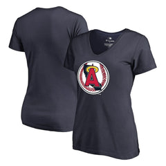 Navy California Angels Women's Cooperstown Collection Vintage Forbes V-Neck T-Shirt