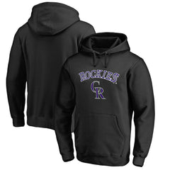 Black Colorado Rockies Team Lockup Fitted Pullover Hoodie