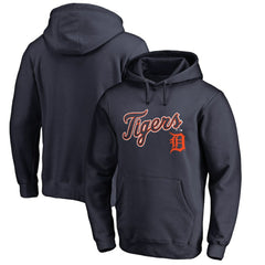 Navy Detroit Tigers Team Lockup Fitted Pullover Hoodie
