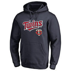 Navy Minnesota Twins Team Lockup Fitted Pullover Hoodie