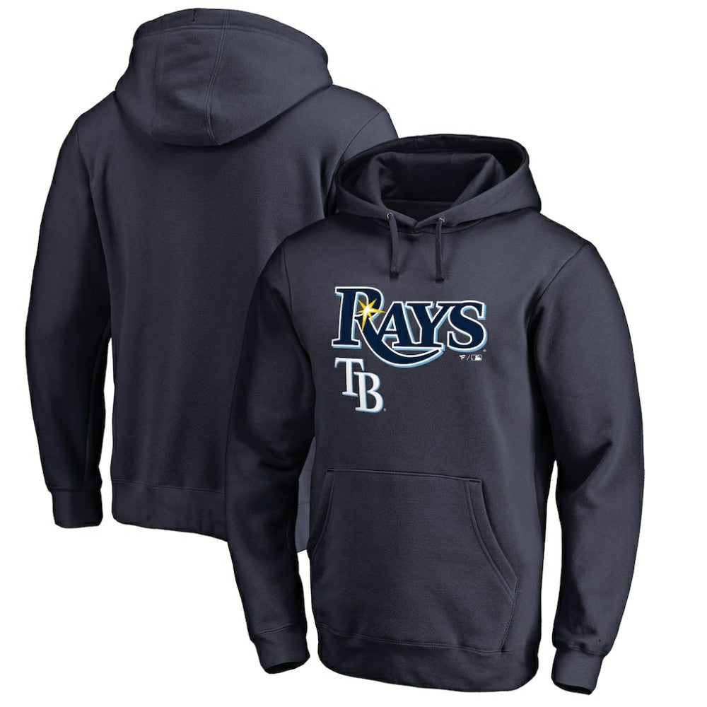 Navy Tampa Bay Rays Team Lockup Fitted Pullover Hoodie