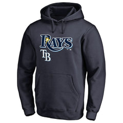Navy Tampa Bay Rays Team Lockup Fitted Pullover Hoodie