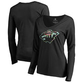 NHL Minnesota Wild Women's Lovely Long Sleeve V-Neck T-Shirt