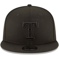 Black Texas Rangers New Era Black on Black 9FIFTY Team Snapback Adjustable Hat