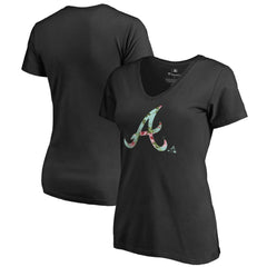 Black Atlanta Braves Women's Lovely V-Neck T-Shirt