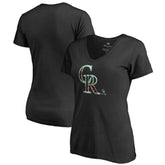 Black Colorado Rockies Women's Lovely V-Neck T-Shirt
