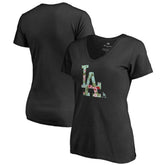 Black Los Angeles Dodgers Women's Lovely V-Neck T-Shirt