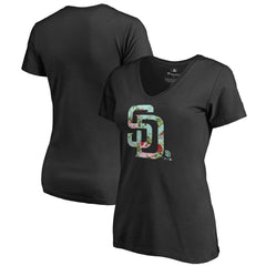 Black San Diego Padres Women's Lovely V-Neck T-Shirt