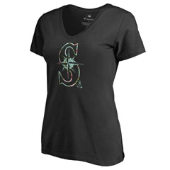Black Seattle Mariners Women's Lovely V-Neck T-Shirt