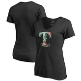 Black Texas Rangers Women's Lovely V-Neck T-Shirt