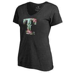 Black Texas Rangers Women's Lovely V-Neck T-Shirt